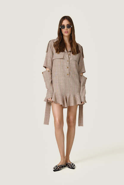 Beige Cutout Dress