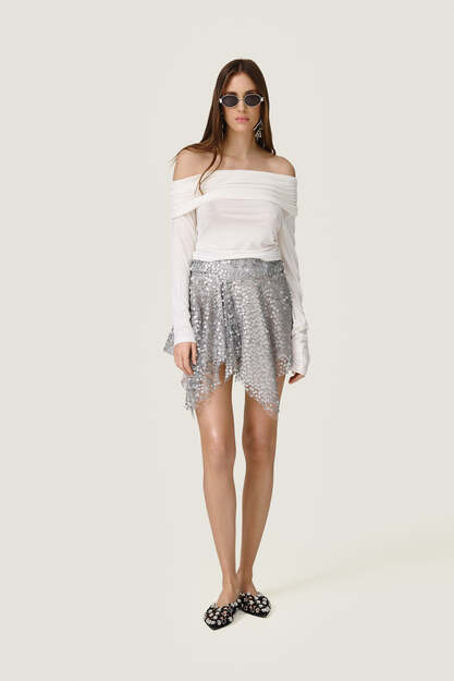 One Shoulder White Blouse