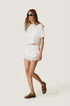 White cropped T-shirt with a patch pocket and side slits - SS26